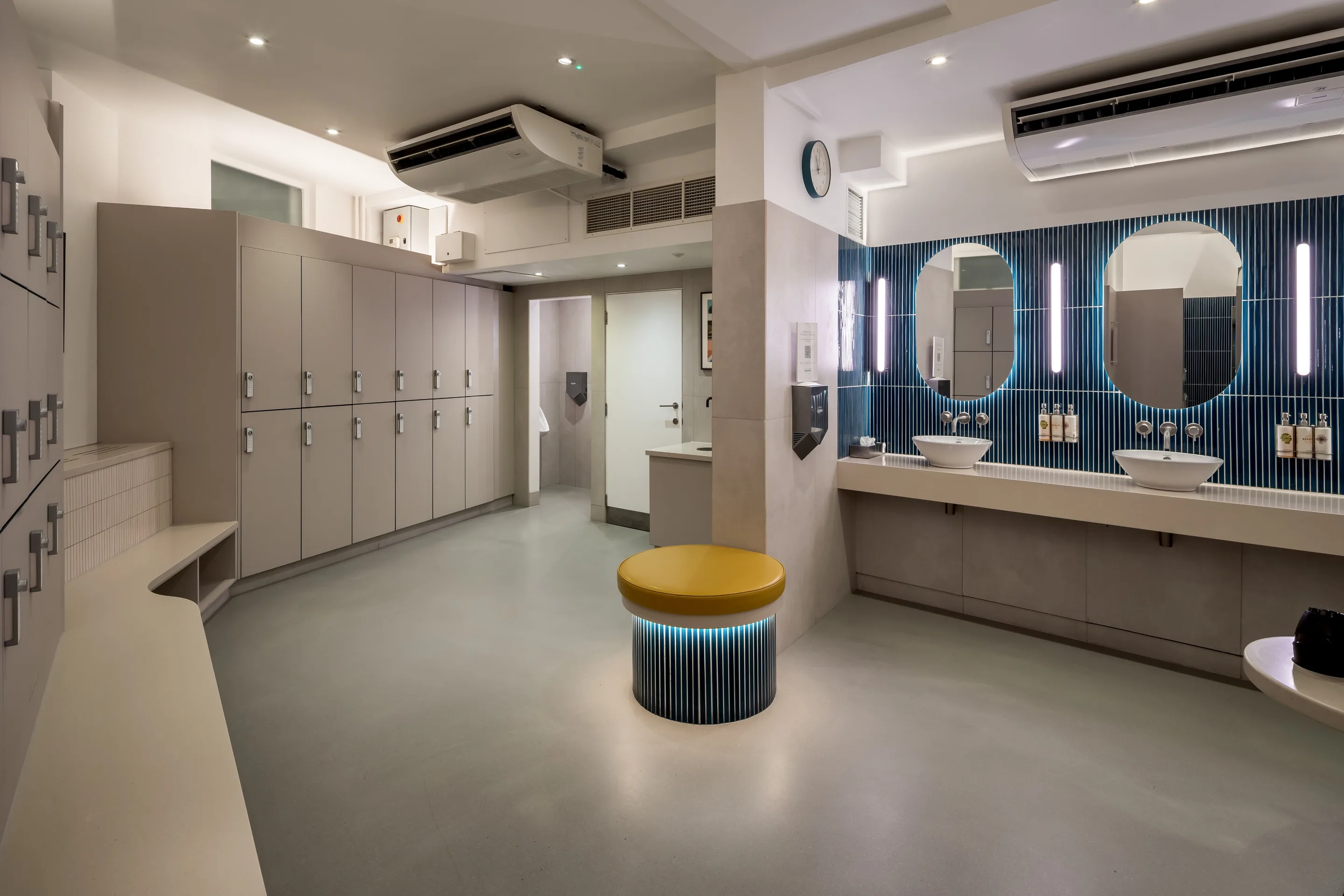 Changing room lockers and private cubicle at Body Works West